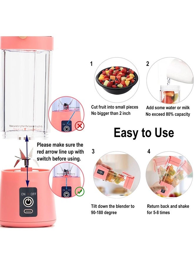 Bukela Portable Blender, Personal Size Blender Juicer Cup,Smoothies and Shakes Blender,Handheld Fruit Machine,Ice Blender Mixer Home (pink) - Image 4